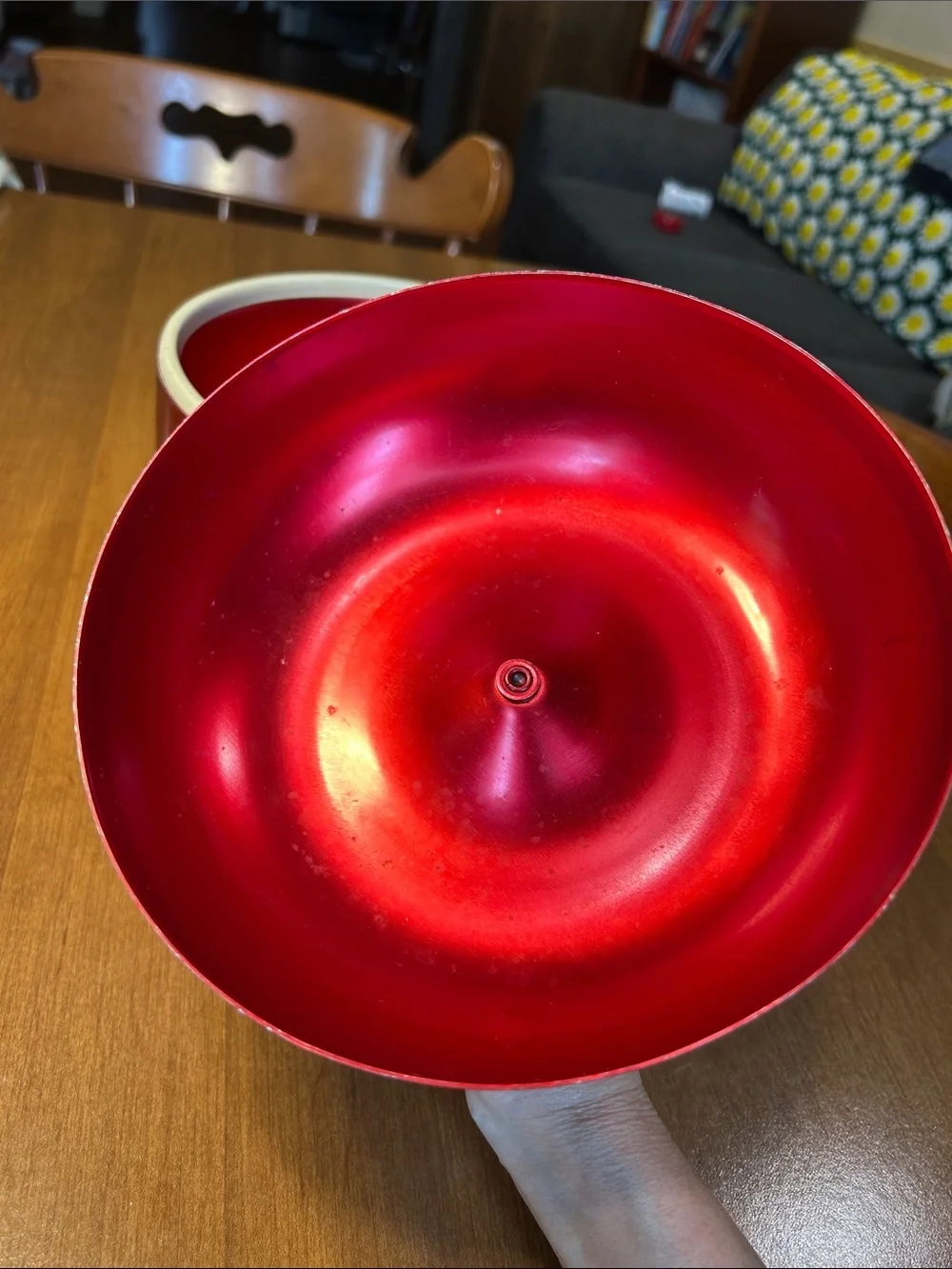 Vintage Aluminum Red Apple Shaped Ice Bucket